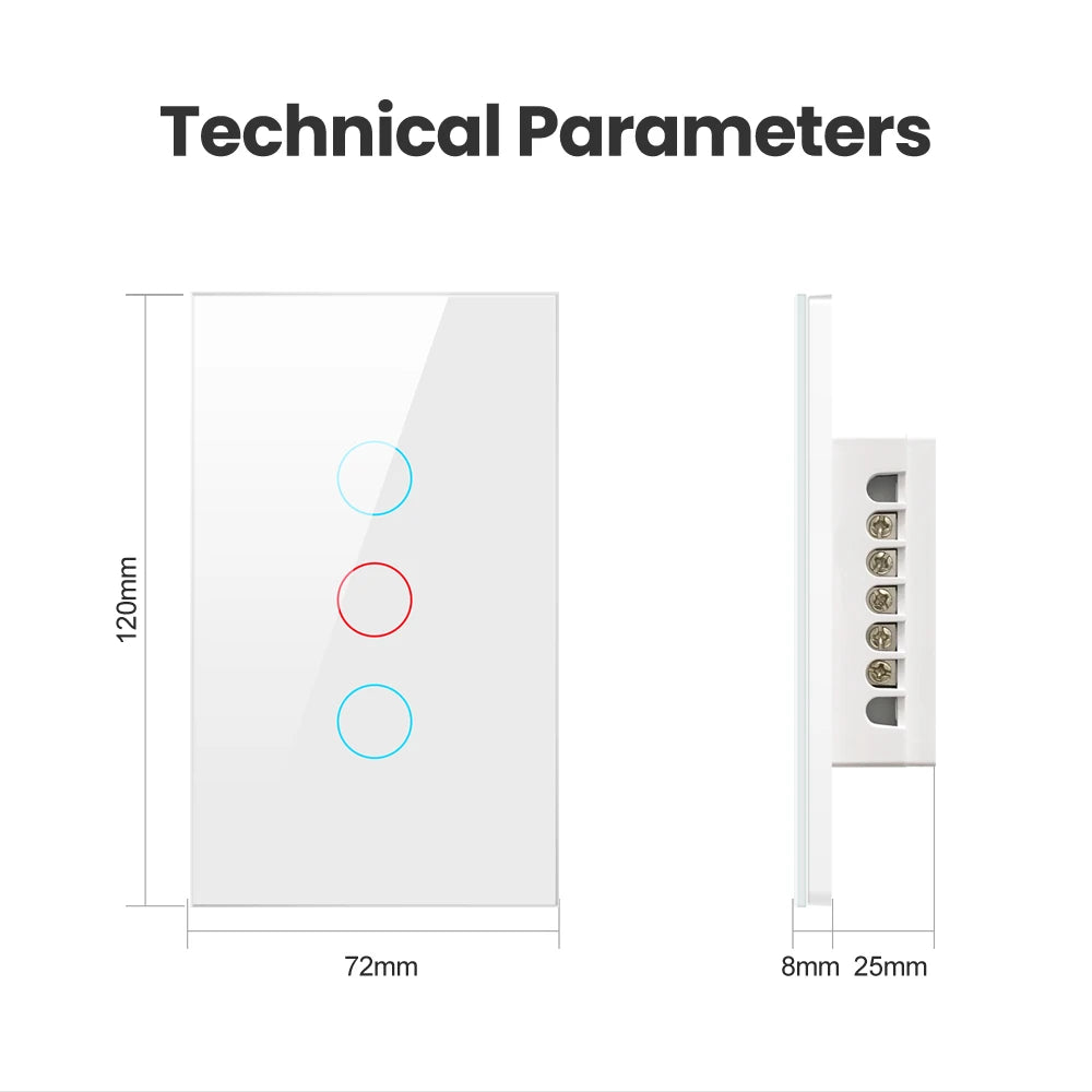 Zigbee Glass Touch Screen Smart Wall Light Switch Work With Alexa Google Home Tuya