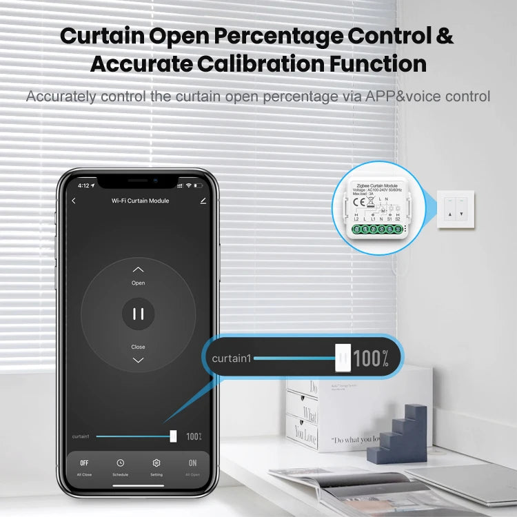 Tuya Zigbee 3.0 Smart Home Wireless Mini Curtain Switch Relay Module for Roller Blind Shutter Curtain Motors