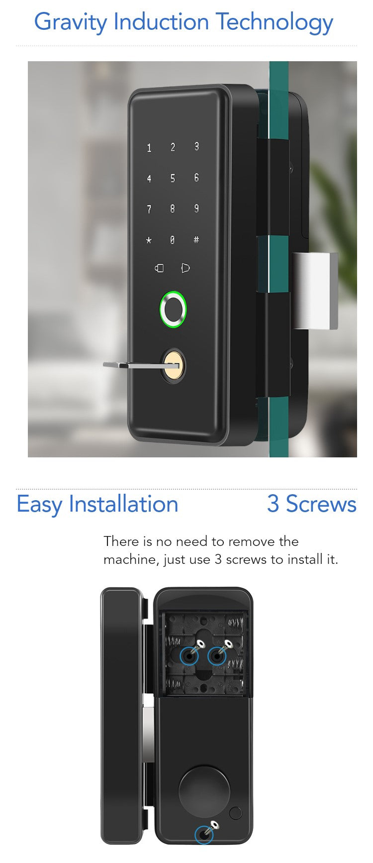 K5 Tenon Smart Glass Door Lock