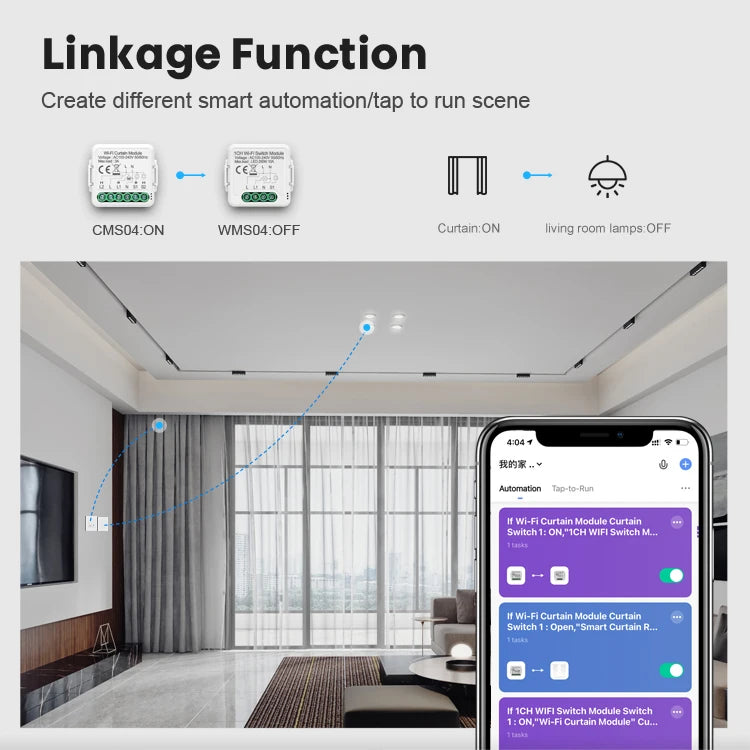 AVATTO Tuya smart life 240V 3A 1/2Gang smart wifi curtain switch module, Smart Home Automation Module APP control smart curtain breaker