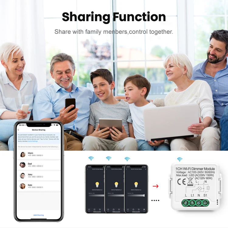 Wifi Dimmer Switch Module 2 Way Control Work With APP Alexa,Google Home