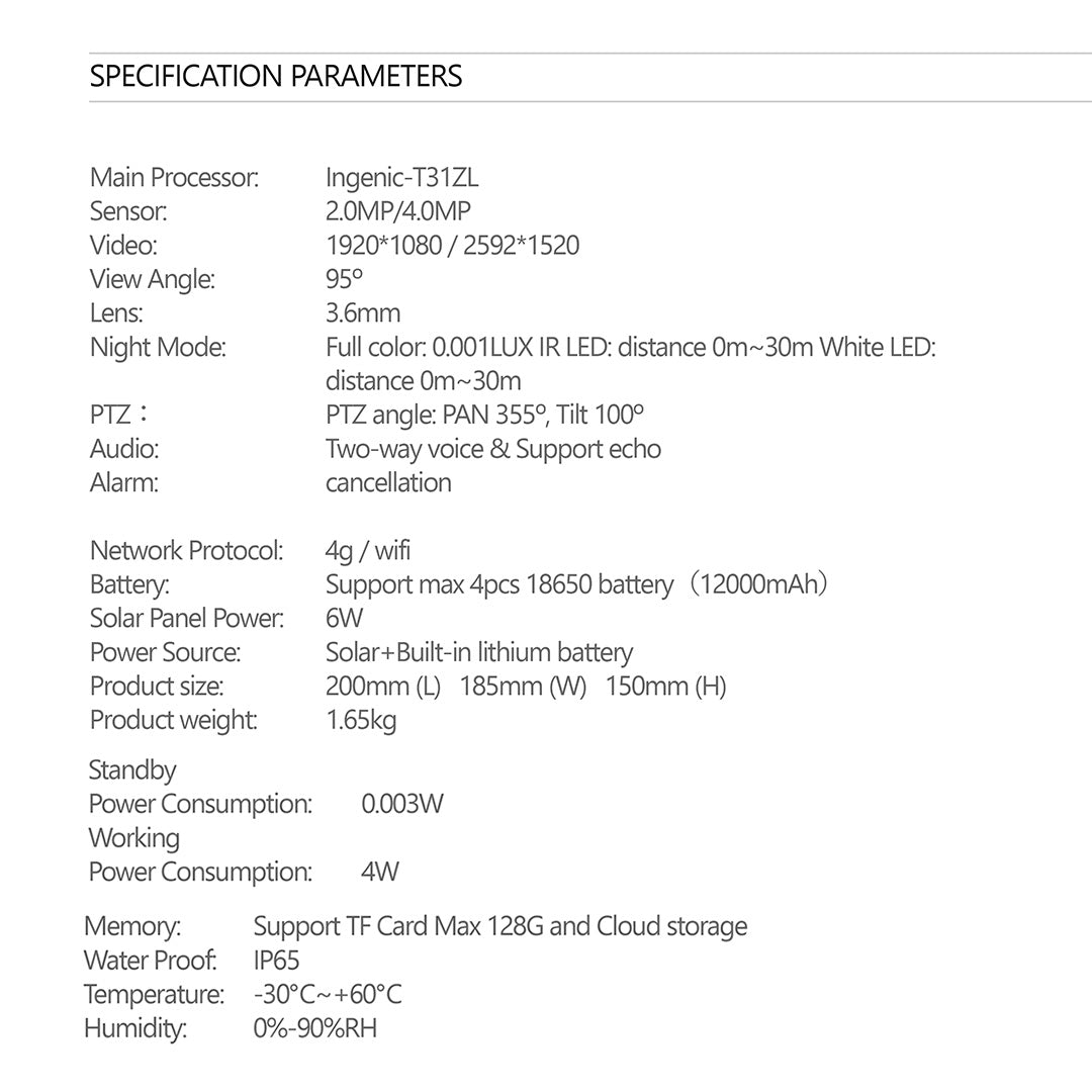 SOLAR CAMERA LOW POWER CONSUMPTION SC10