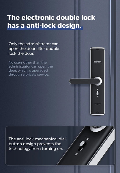 Tenon K6 Tuya Waterproof Electronic Smart Door Lock Digital Intelligent Card Biometric Fingerprint Door Handle Lock