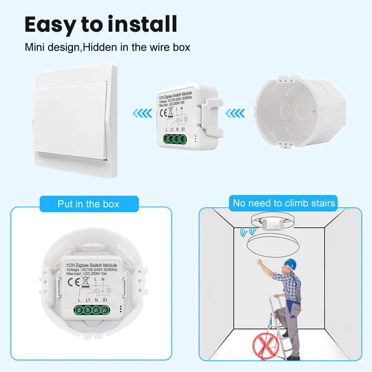 AVATTO DIY ZigBee 1/2/3/4 Gang Mini Tuya smart switch module,2 way control work with Alexa Google home