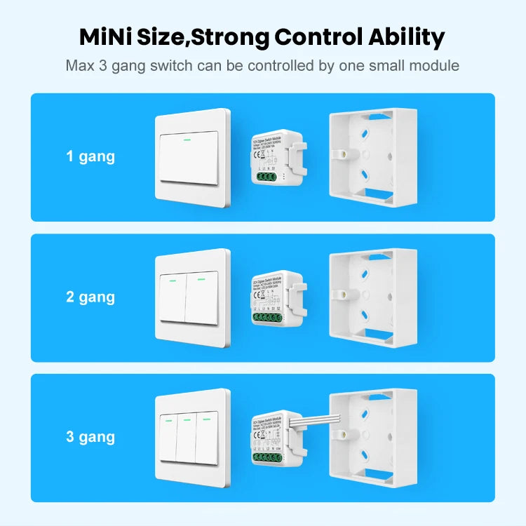 AVATTO DIY ZigBee 1/2/3/4 Gang Mini Tuya smart switch module,2 way control work with Alexa Google home