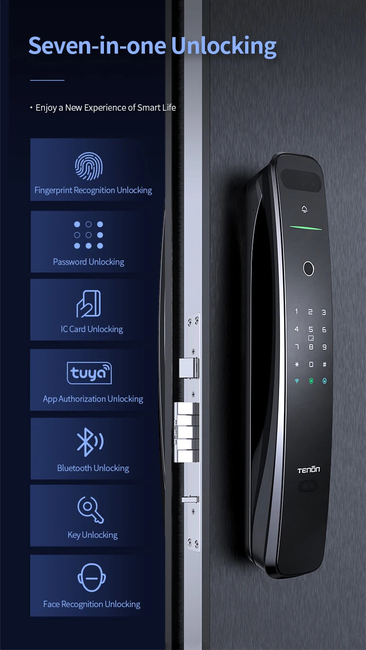 Tenon A9X Push Pull Automatic Tuya Face Recognition Door Lock Smart Electronic Password Digital Fingerprint Door Lock For Home