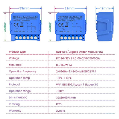 Zigbee/WIFI Smart DIY Switch Module DC