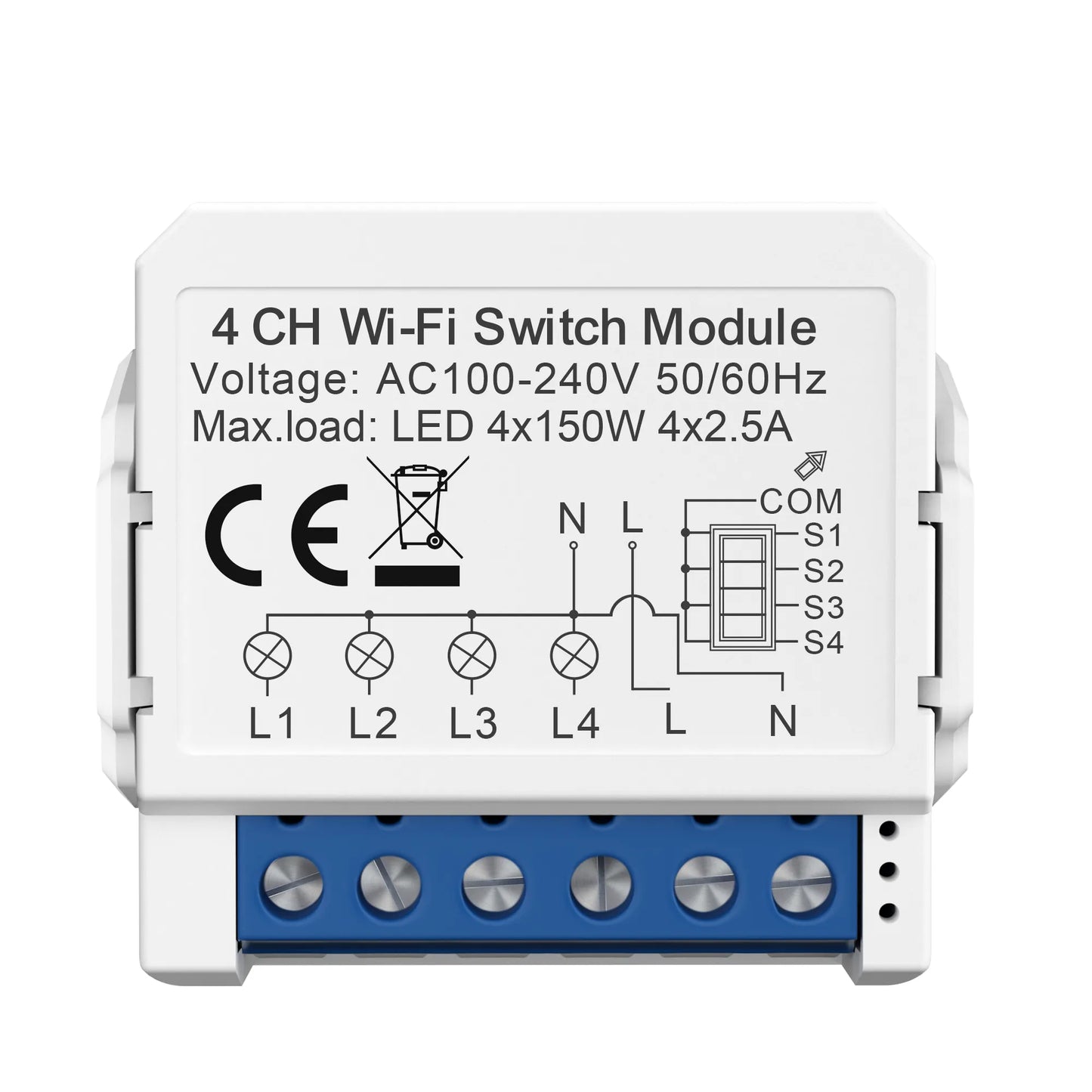 AVATTO 1/2/3/4 Gang 100-240V Tuya Wifi Wireless Smart Home Relay Switch Module Work with APP Alexa,Google Home Voice Control