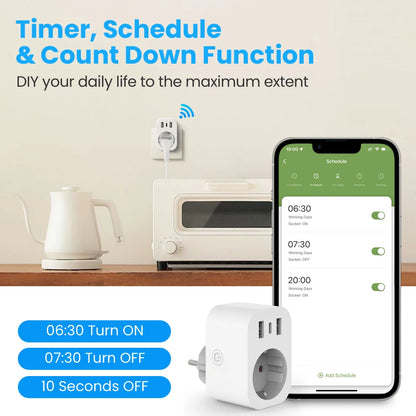 AVATTO EU/Fr Standard Tuya Smart Socket Wifi Plug Smart Home Life Outlet Wall Power Socket Switches Wifi Smart Plug With Tuya App