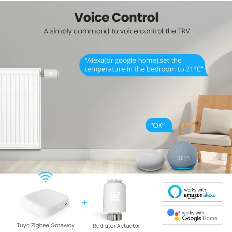 AVATTO Zigbee Smart TRV Programmable Smart Thermostat Radiator Valve Temperature Controller Work with Alexa Google Home Alice