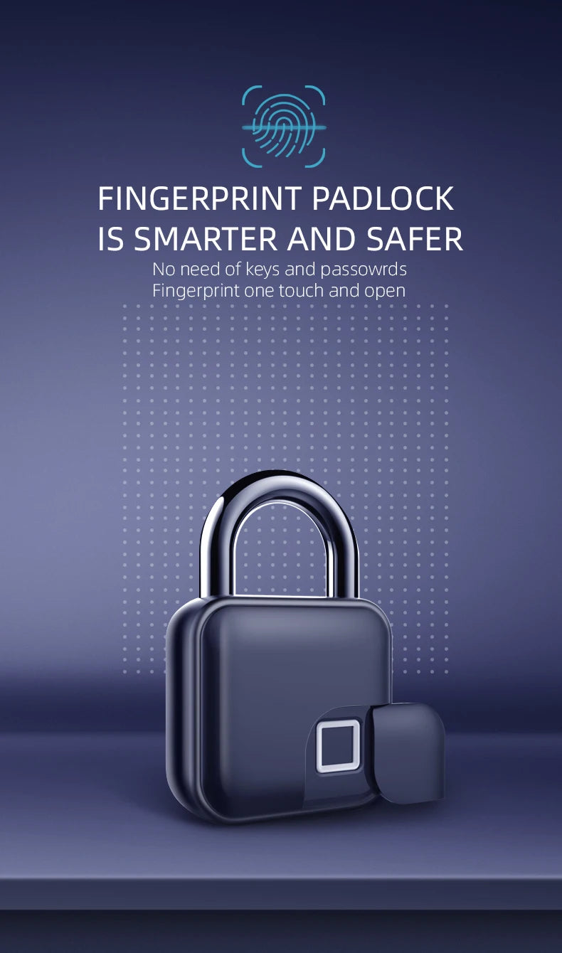 Smart Fingerprint Padlock IP65 Waterproof