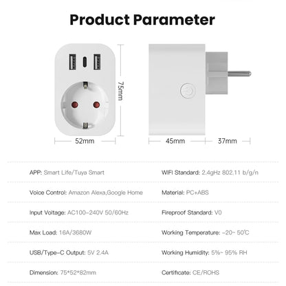 AVATTO EU/Fr Standard Tuya Smart Socket Wifi Plug Smart Home Life Outlet Wall Power Socket Switches Wifi Smart Plug With Tuya App