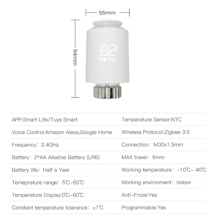 Programmable Trv Zigbee Smart TRV Programmable Smart Thermostat Radiator Valve Temperat ...