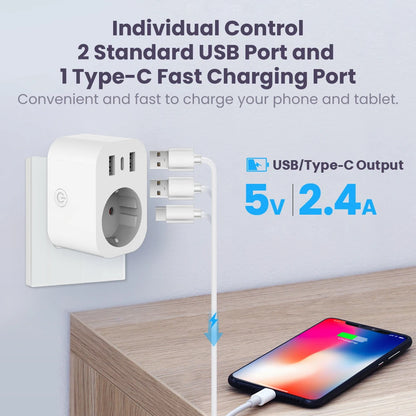 AVATTO EU/Fr Standard Tuya Smart Socket Wifi Plug Smart Home Life Outlet Wall Power Socket Switches Wifi Smart Plug With Tuya App