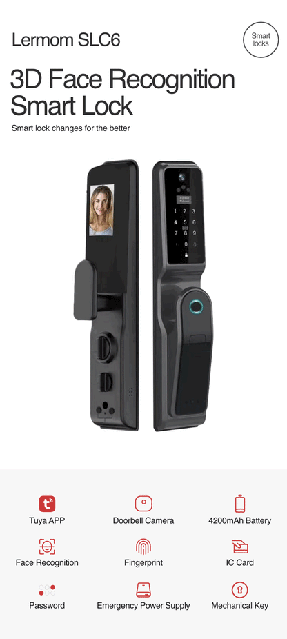 Smart Door Handle Lock 3D Face Recognition