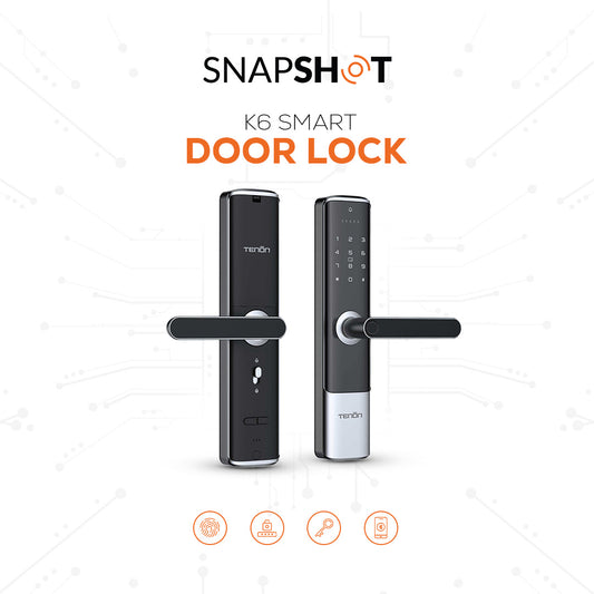 Tenon K6 Tuya Waterproof Electronic Smart Door Lock Digital Intelligent Card Biometric Fingerprint Door Handle Lock